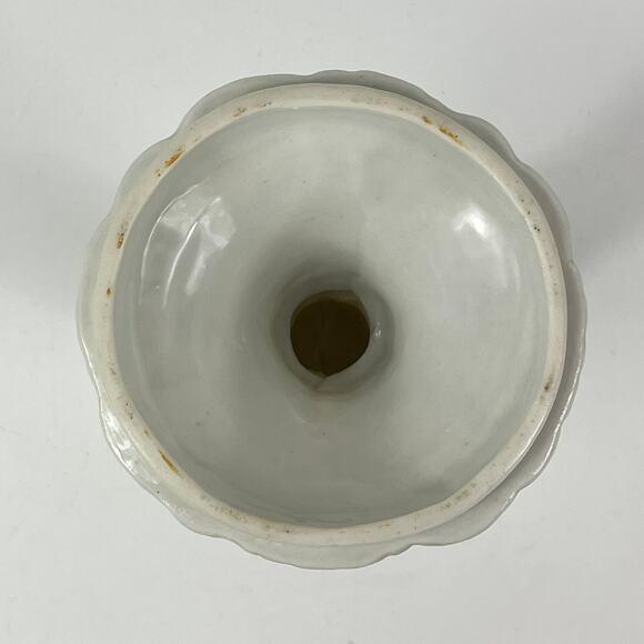 Antique Candlestick Candle Holder Yellow Brown White Daisy Hand Painted Gold - Picture 6 of 14